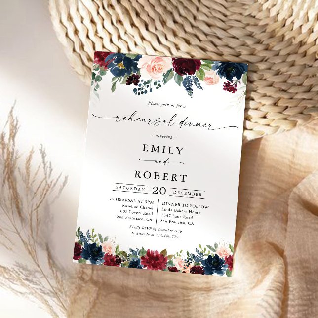 Invitation Dîner de répétition de la Bourgogne et de la Marin (Créateur téléchargé)