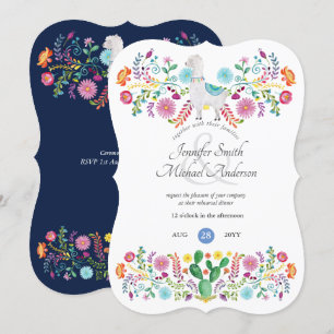 Invitation Dîner de répétition de la Fiesta Llama Fleurs folk