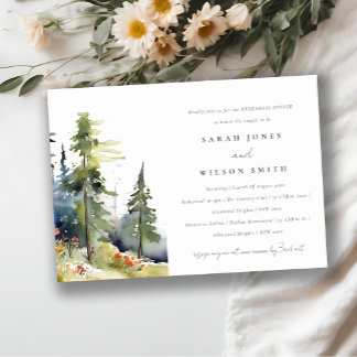 Invitation Dîner de répétition de la forêt de pins d'aquarell