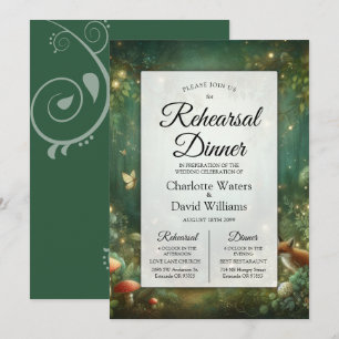 Invitation Dîner de répétition de la forêt enchantée vert éme