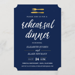 Invitation Dîner de répétition de la fourchette d'or et du co
