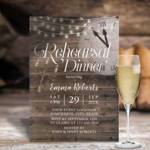 Invitation Dîner de répétition de la grange Mariage de conte 