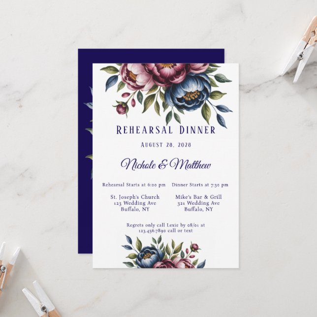 Invitation Dîner de répétition de la marine de Bourgogne et d (Devant/Arrière en situation)