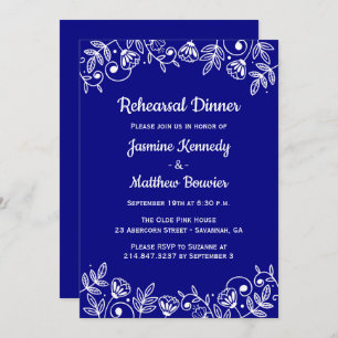 Invitation Dîner de répétition de la marine florale Fleurs de