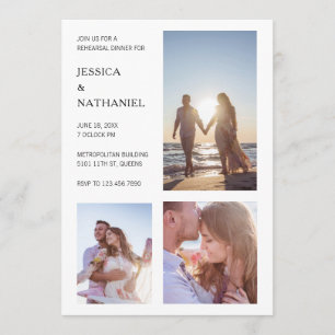 Invitation Dîner de répétition de la photo blanche moderne