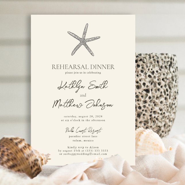 Invitation Dîner de répétition de la plage moderne Starfish (Créateur téléchargé)