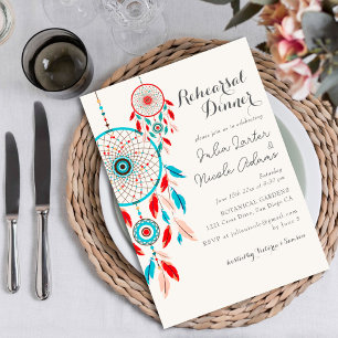 Invitation Dîner de répétition de la plume de la tribu Boho D