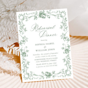 Invitation Dîner de répétition de la Renaissance Ornate Sage