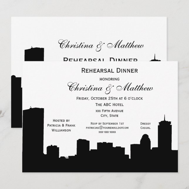 Invitation Dîner de répétition de la silhouette noire de Bost (Devant / Derrière)