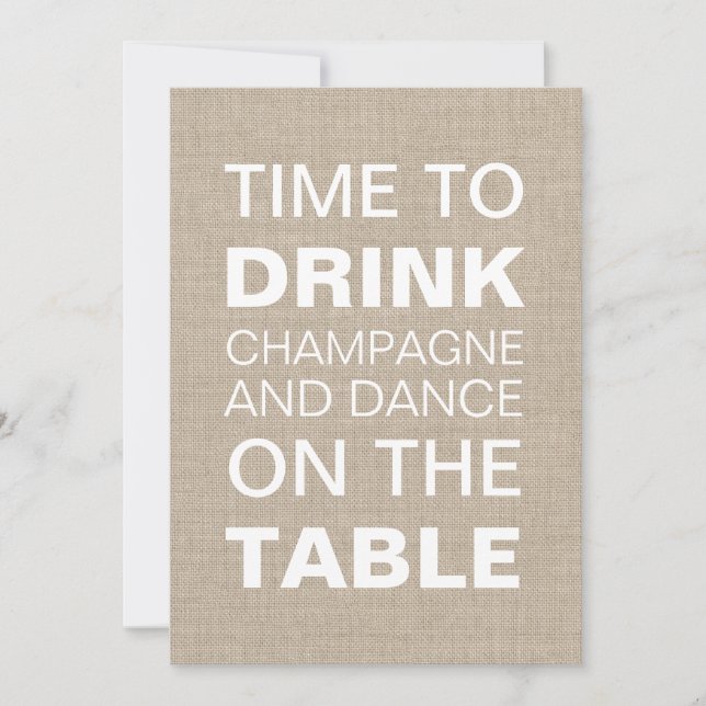 Invitation Dîner de répétition de la typographie de Burlap In (Devant)