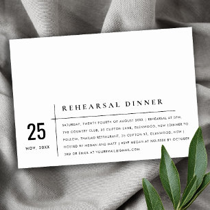 Invitation Dîner de répétition de la typographie noire et bla