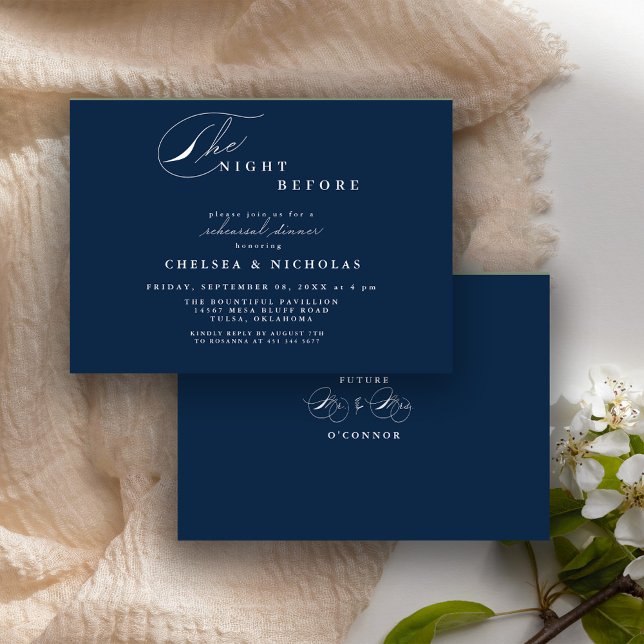 Invitation Dîner de répétition de la veille en bleu marine mo (Créateur téléchargé)