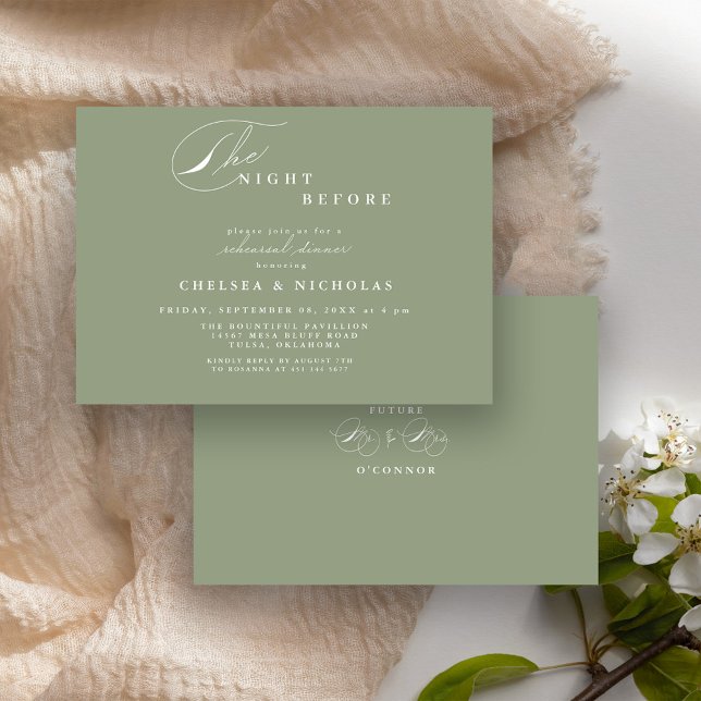 Invitation Dîner de répétition de la veille en sauge vert mod (Créateur téléchargé)