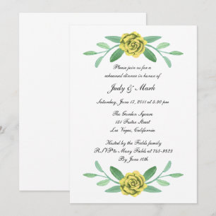 Invitation Dîner de répétition de la verdure florale jaune