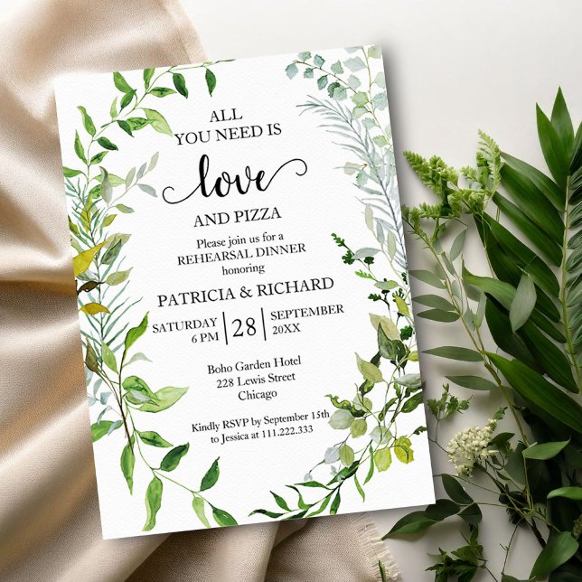 Invitation Dîner de répétition de l'amour de la verdure et de (Créateur téléchargé)