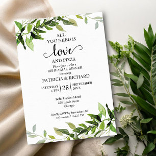 Invitation Dîner de répétition de l'amour de verdure et de pi