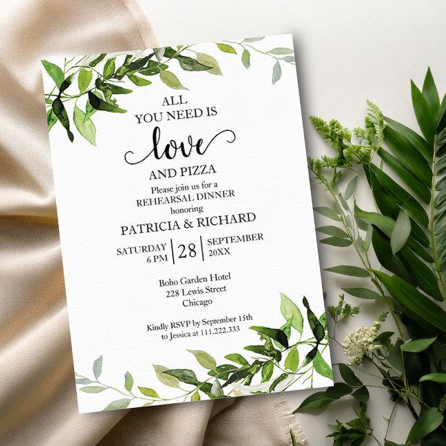 Invitation Dîner de répétition de l'amour de verdure et de pi (Créateur téléchargé)