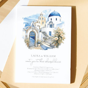 Invitation Dîner de répétition de l'aquarelle de Santorin Grè