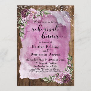 Invitation Dîner de répétition de l'aquarelle rustique