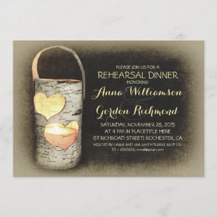 Invitation Dîner de répétition de l'arbre rustique