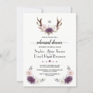 Invitation Dîner de répétition de Lavender Blush Floral Antle