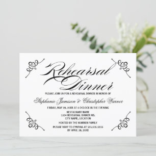 Invitation Dîner de répétition de l'élégance de la calligraph
