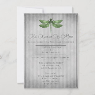 Invitation Dîner de répétition de libellules à bijoux verts