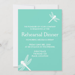 Invitation Dîner de répétition de libellules turquoises