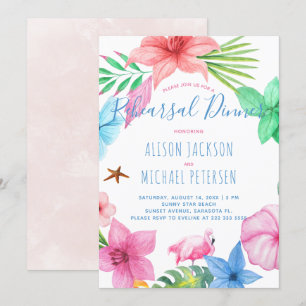 Invitation Dîner de répétition de Luau Hawaiian à fleurs trop