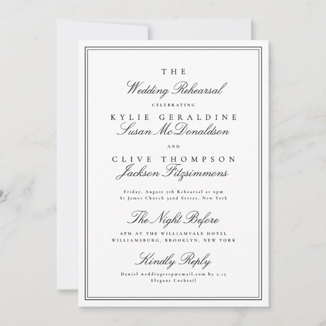 Invitation Dîner de répétition de luxe classique pour le mari (Devant)