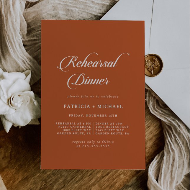 Invitation Dîner de répétition de mariage à la calligraphie e (Créateur téléchargé)