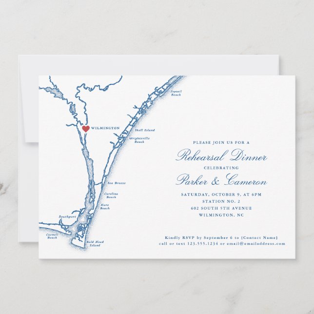 Invitation Dîner de répétition de mariage à la gare n° 2 Wilm (Devant)
