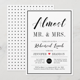 Invitation Dîner de répétition de mariage à la typographie mo