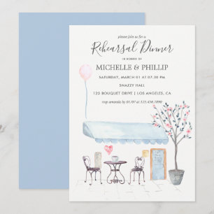 Invitation Dîner de répétition de mariage à Paris aquarelle f