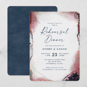 Invitation Dîner de répétition de mariage abstrait bordeaux e