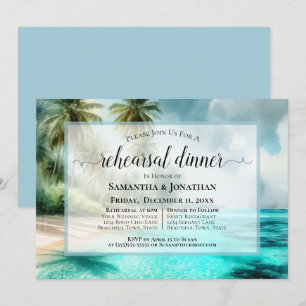 Invitation Dîner de répétition de mariage aquarelle plage tro