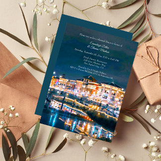 Invitation Dîner de répétition de mariage au bord de la riviè