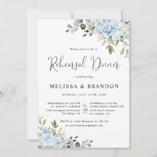 Invitation Dîner de répétition de mariage au eucalyptus flora