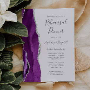 Invitation Dîner de répétition de mariage au lys violet Agate