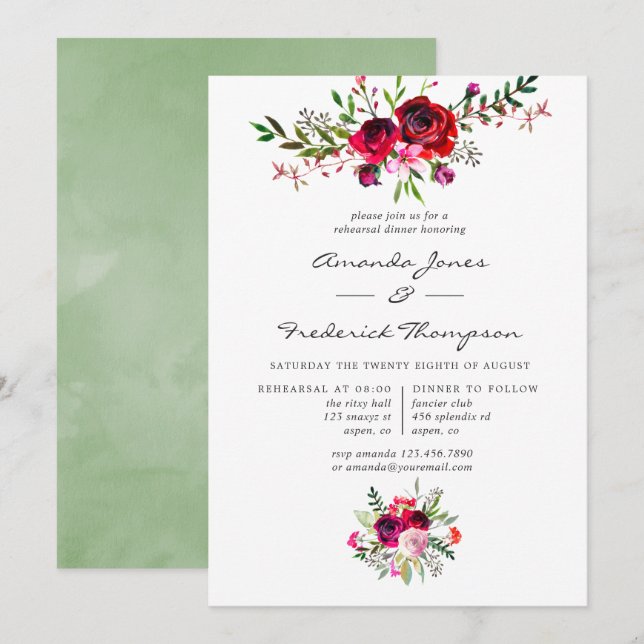 Invitation Dîner de répétition de mariage automnal (Devant / Derrière)