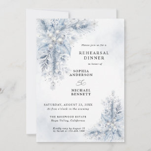 Invitation Dîner de répétition de mariage aux baies blanches