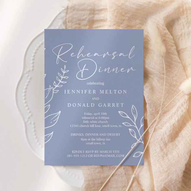 Invitation Dîner de répétition de mariage aux fleurs de perve (Créateur téléchargé)
