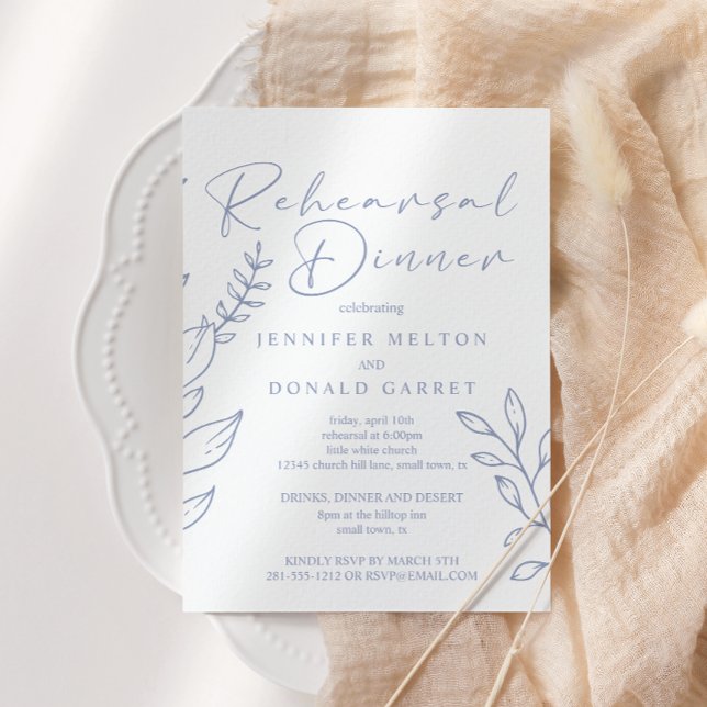 Invitation Dîner de répétition de mariage aux fleurs de perve (Créateur téléchargé)