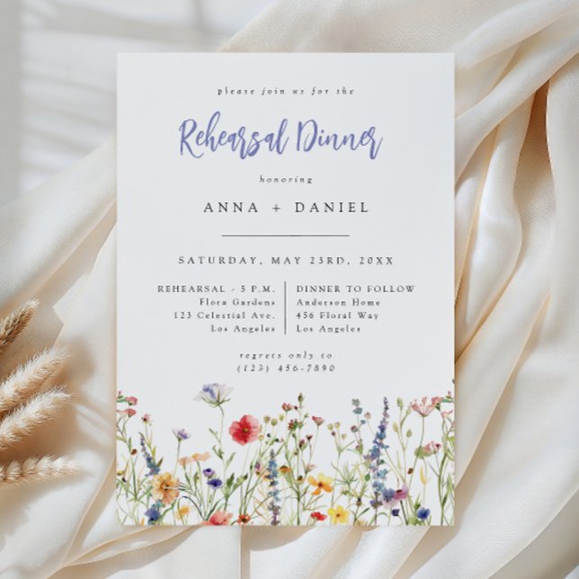 Invitation Dîner de répétition de mariage aux fleurs sauvages (Créateur téléchargé)