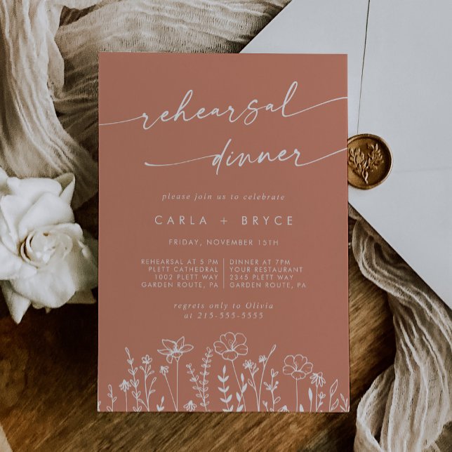 Invitation Dîner de répétition de mariage aux fleurs sauvages (Créateur téléchargé)