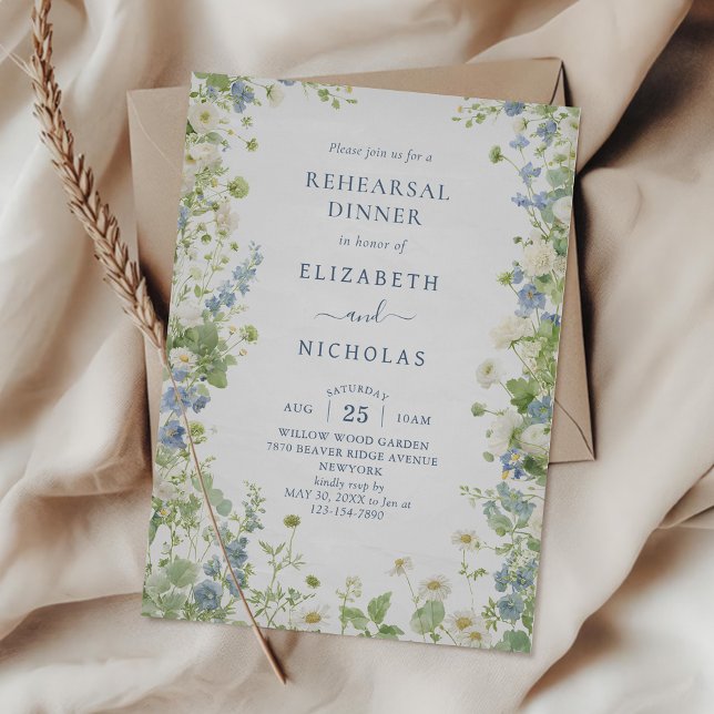 Invitation Dîner de répétition de mariage aux fleurs sauvages (Créateur téléchargé)