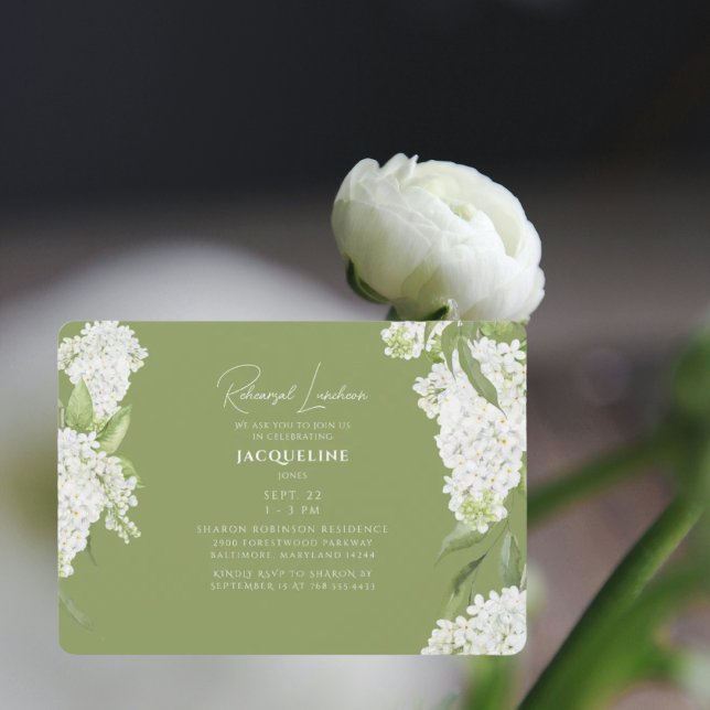 Invitation Dîner de répétition de mariage aux hortensias vert (Créateur téléchargé)