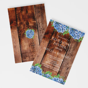 Invitation Dîner de répétition de mariage aux Hydrangeas Bleu