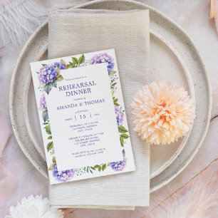 Invitation Dîner de répétition de mariage aux Hydrangeas Viol