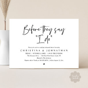 Invitation Dîner de répétition de mariage, avant qu'ils ne di